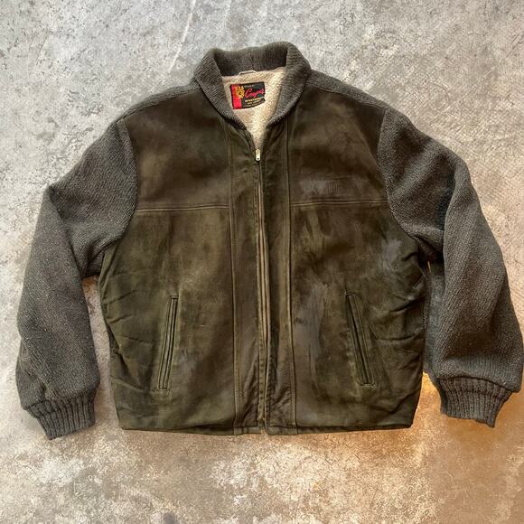 Cooper Sportswear Other - Vintage Cooper Sportswear Reversible Suede Fleece Bomber Jacket XL Olive